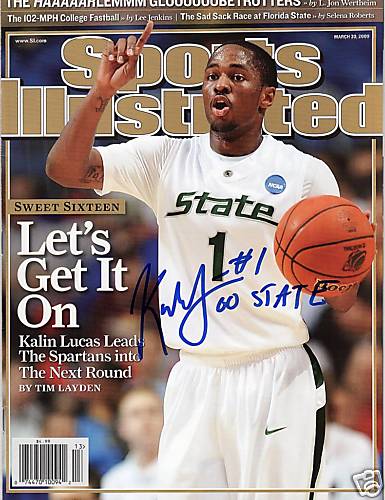 MSU KALIN LUCAS Signed Sports Illustrated COA!! CHAMPS!
