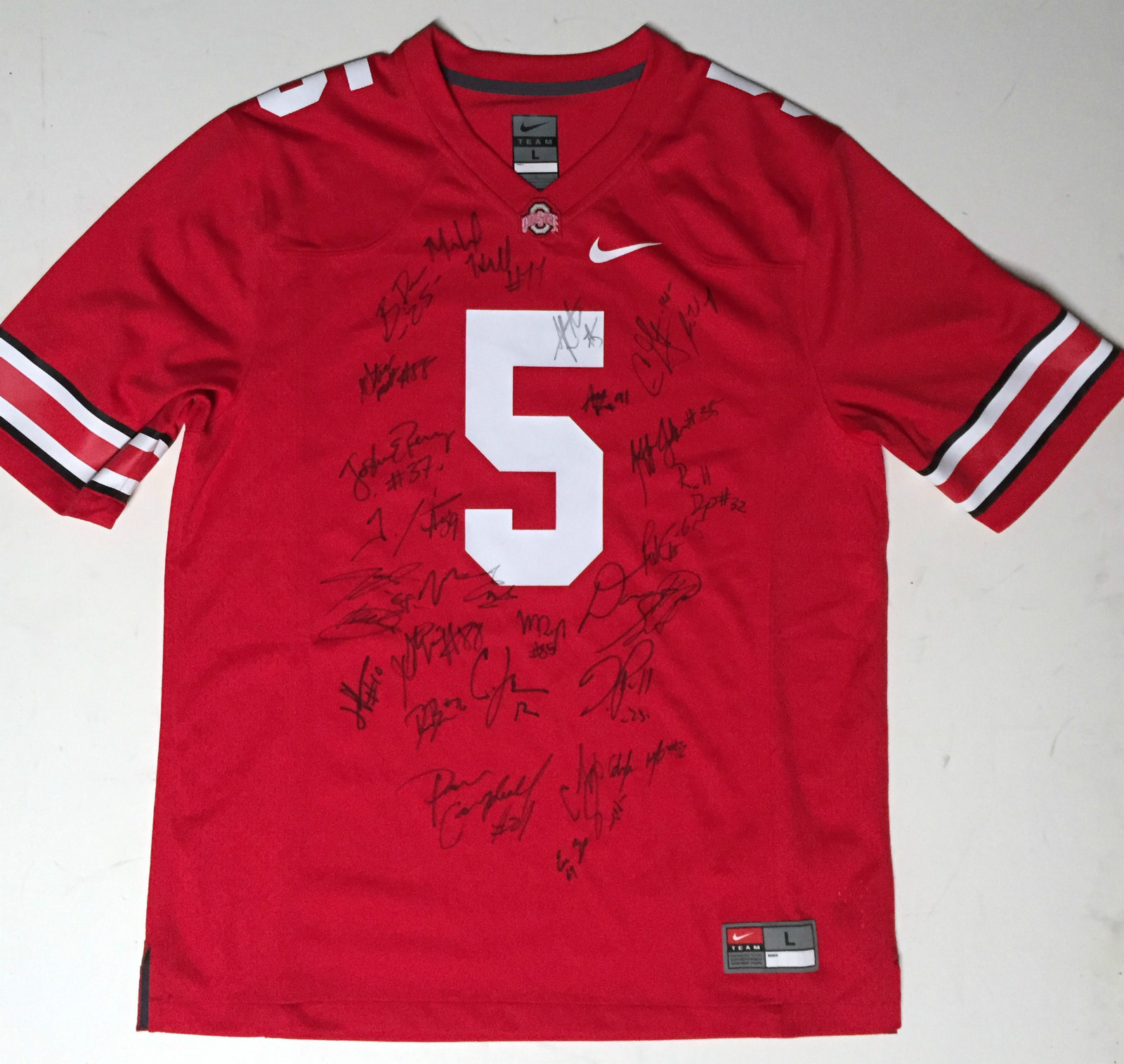 2015 OHIO STATE BUCKEYES TEAM Signed Autographed Football Jersey COA NATL CHAMPS
