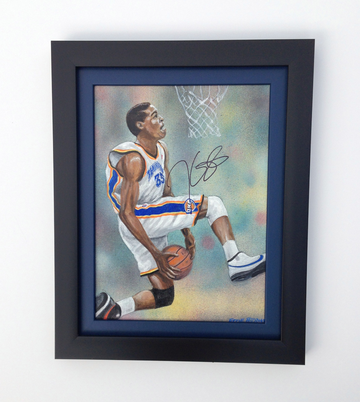 JSA OKC Thunder #35 KEVIN DURANT Signed Autographed FRAMED Painting! MVP! 1/1
