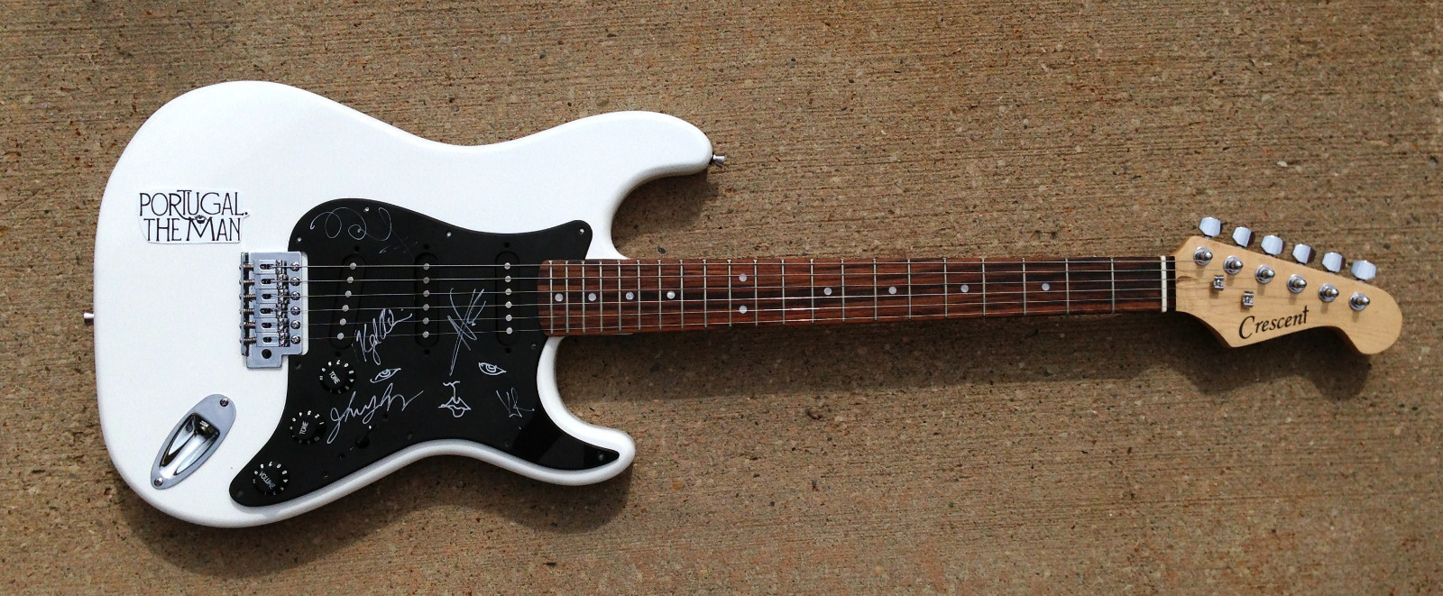 Evil Friends PORTUGAL. THE MAN Band Group Signed Autographed Electric Guitar COA
