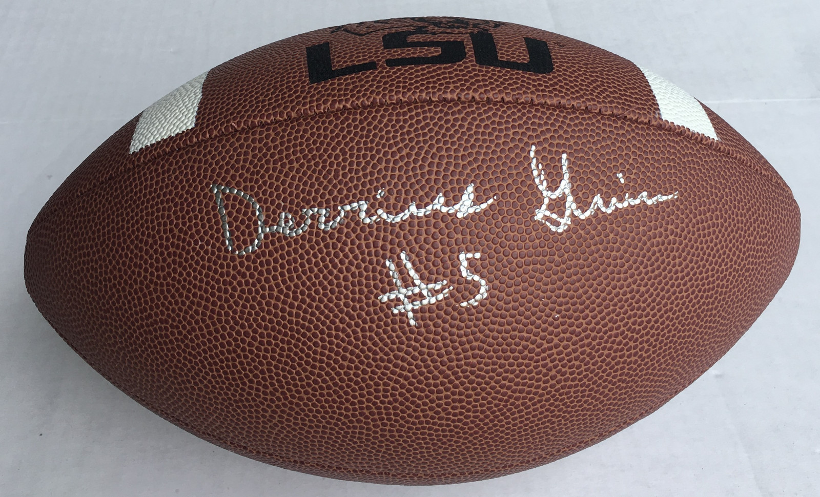 PSA/DNA LSU Tigers DERRIUS GUICE Signed Autographed Full Size Football HEISMAN??
