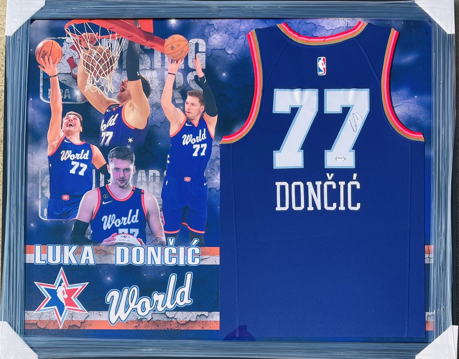 PSA/DNA LUKA DONCIC SIGNED DALLAS MAVERICKS 2020 WORLD GAME BASKETBALL JERSEY
