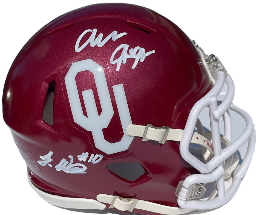 Oklahoma Sooners AUSTIN STOGNER & THEO WEASE Signed Autographed Mini Helmet COA
