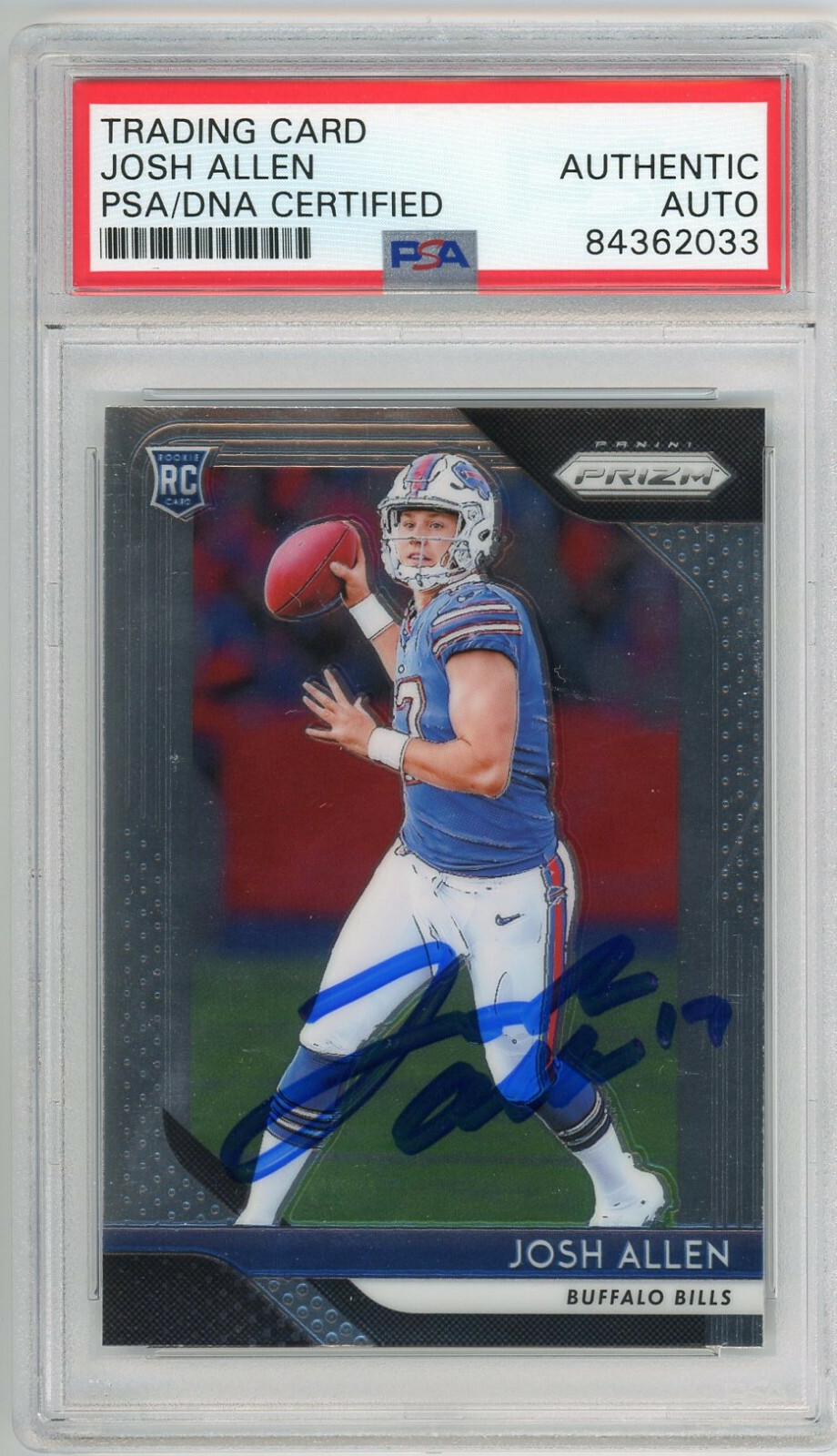 PSA/DNA JOSH ALLEN 2018 PANINI PRIZM ROOKIE CARD BUFFALO BILLS RC SIGNED AUTO
