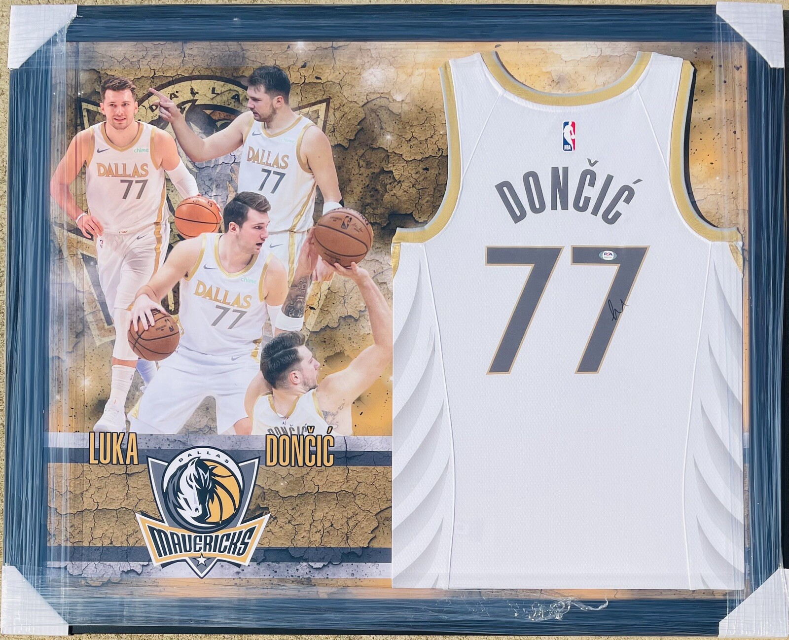 PSA/DNA LUKA DONCIC SIGNED DALLAS MAVERICKS 2021 CITY EDITION BASKETBALL JERSEY
