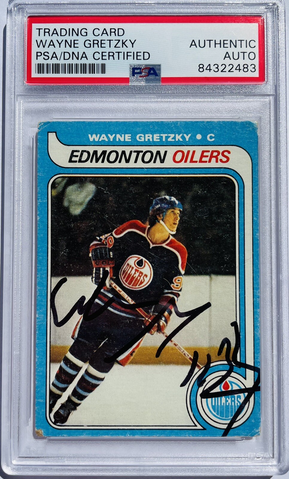1979 EDMONTON OILERS WAYNE GRETZKY TOPPS HOCKEY ROOKIE CARD #18 PSA/DNA AUTO RC COLLECTIBLE MEMORABILIA