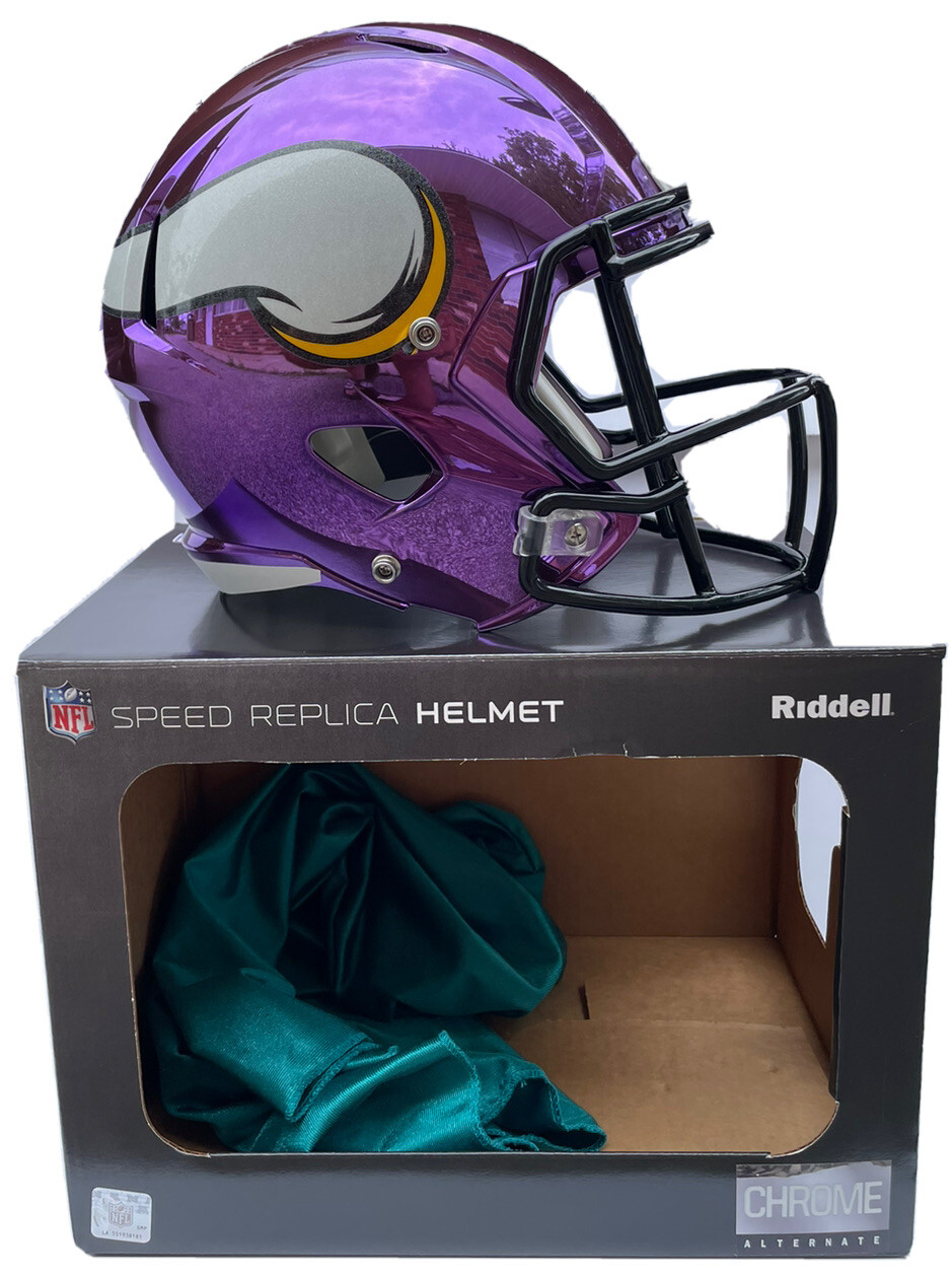 Riddell NFL Minnesota Vikings CHROME Replica Full Size Speed Football Helmet

