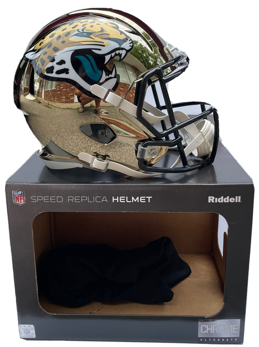 Jacksonville Jaguars Riddell NFL CHROME Replica Full Size Speed Football Helmet

