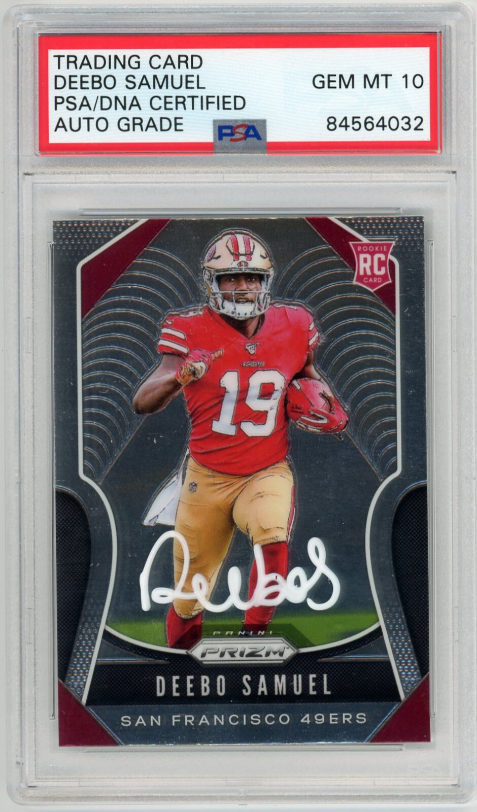 DEEBO SAMUEL SIGNED 2019 PRIZM FOOTBALL ROOKIE CARD #346 PSA 10 Auto 49ers RC
