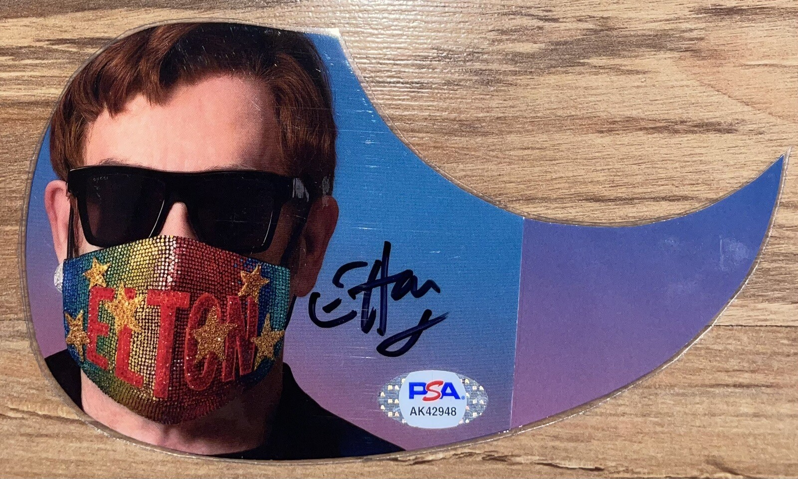 The Lockdown ELTON JOHN Autographed Signed Acoustic Guitar Pickguard PSA/DNA
