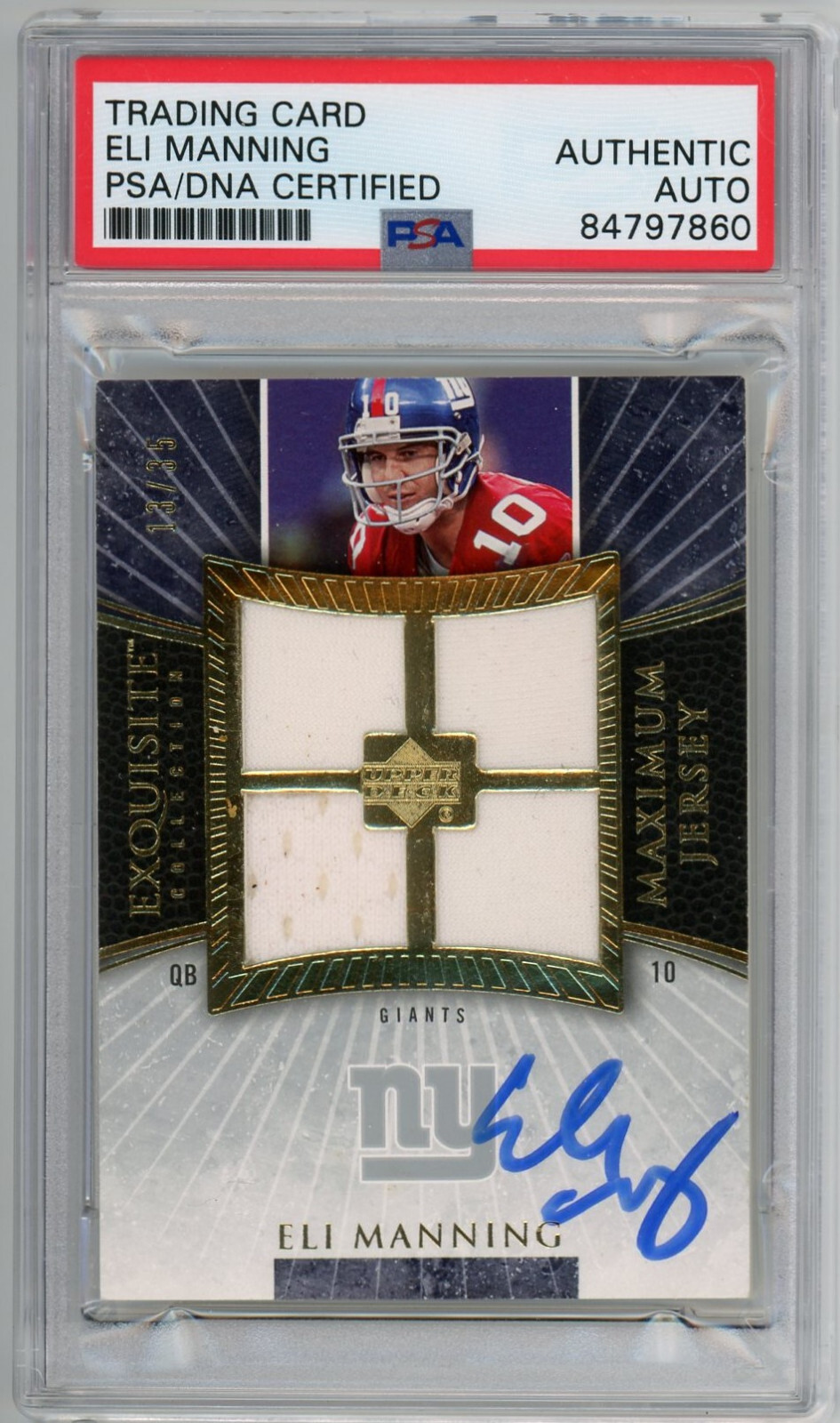 2006 Exquisite Eli Manning Signed Autographed Maximum Jersey Card PSA/DNA Auto
