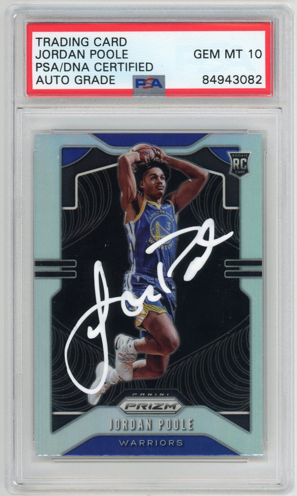 Jordan Poole Signed 2019 Panini Prizm Silver Rookie Card #272 Auto PSA Gem Mt 10
