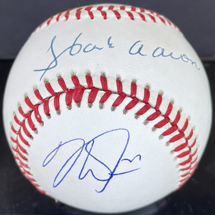 Hank Aaron & Mike Trout Signed Autographed Auto Baseball PSA/DNA Letter COA
