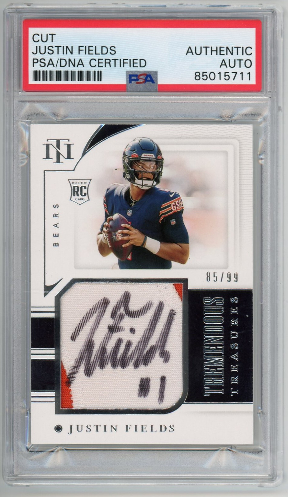 2021 National Treasures Justin Fields Rookie Patch RPA Auto PSA Chicago Bears
