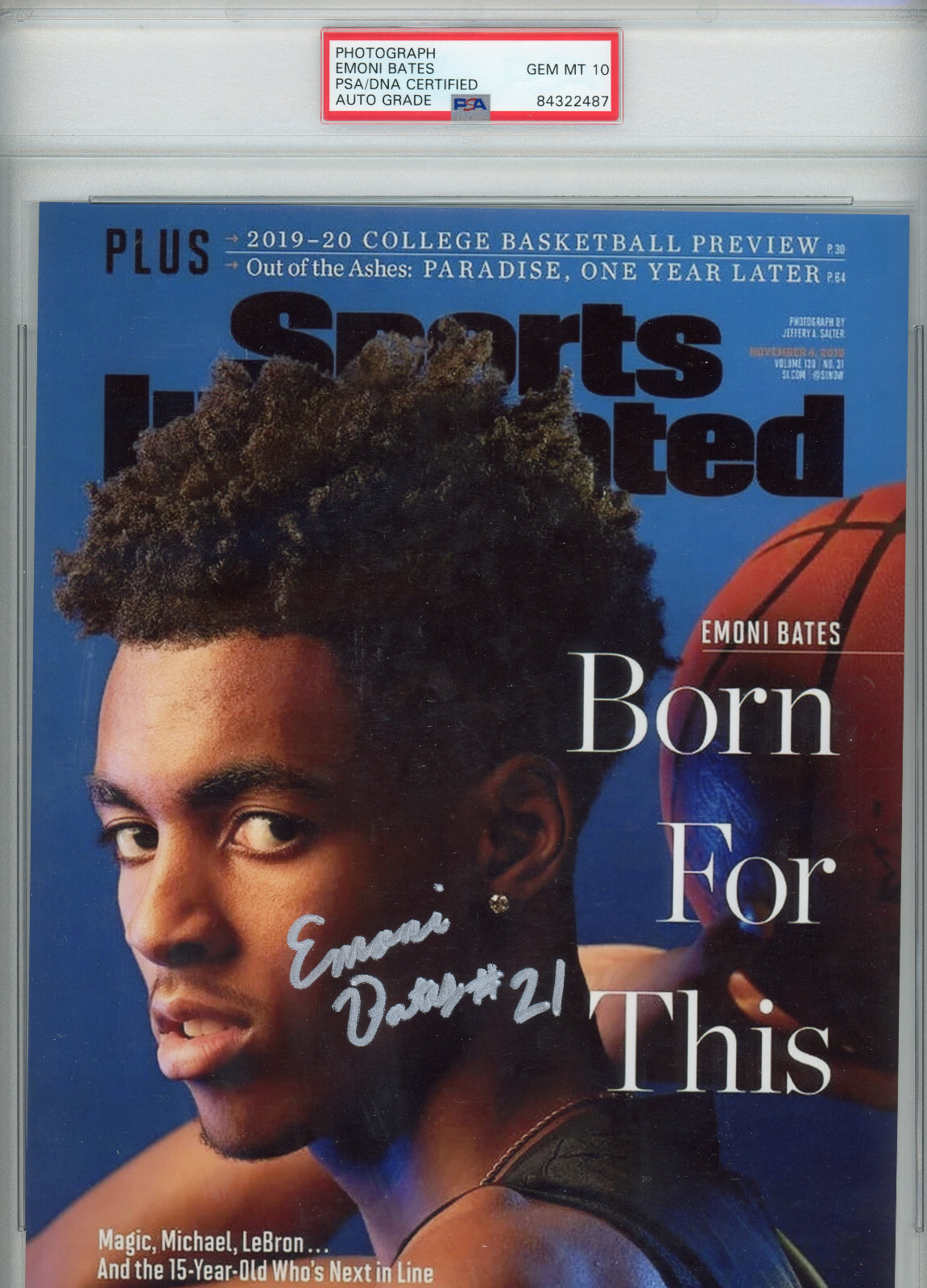 Emoni Bates Signed Sports Illustrated Cover PSA 10 Encapsulated Autograph SI
