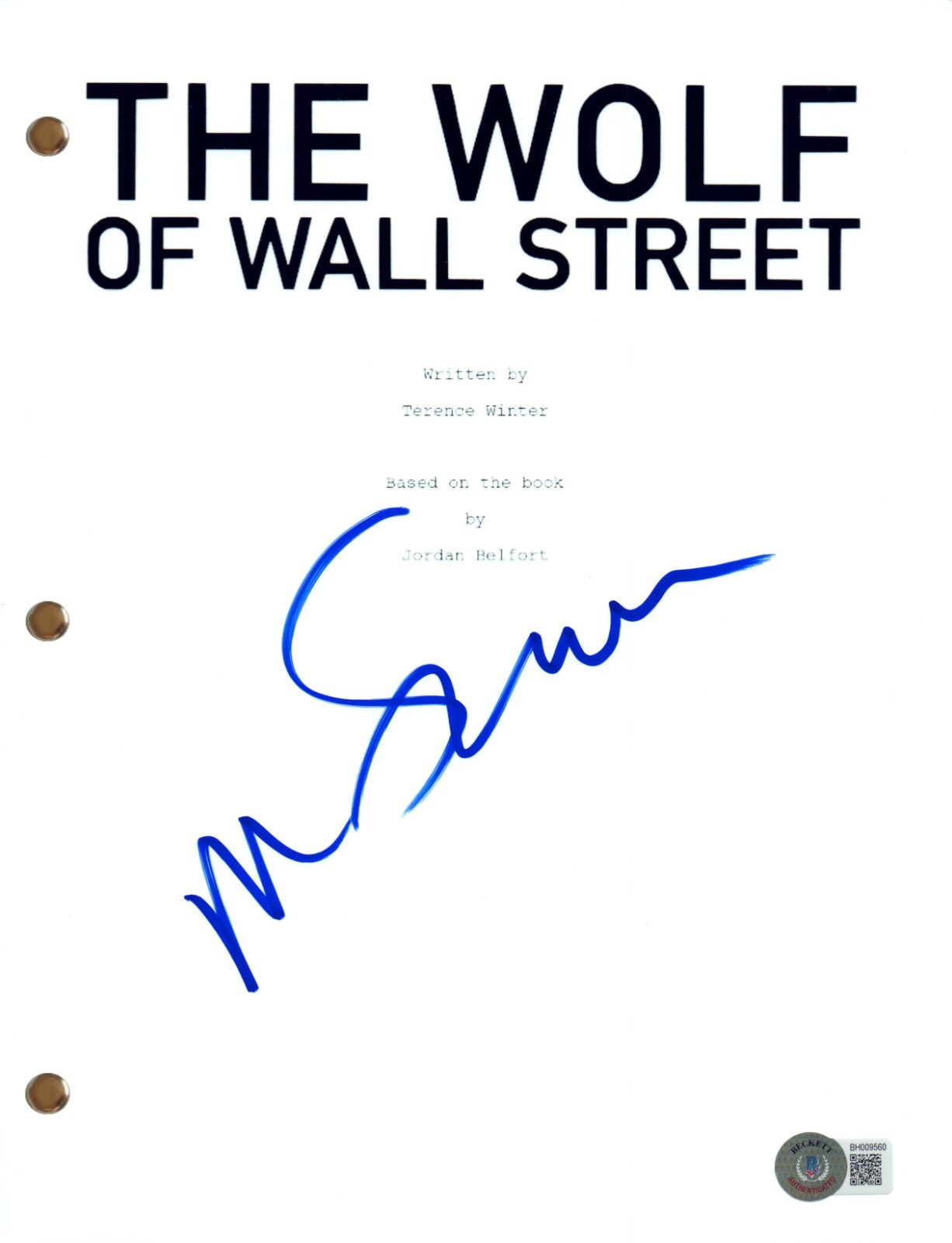 Martin Scorsese Signed Autograph The Wolf of Wall Street Movie Script BAS COA
