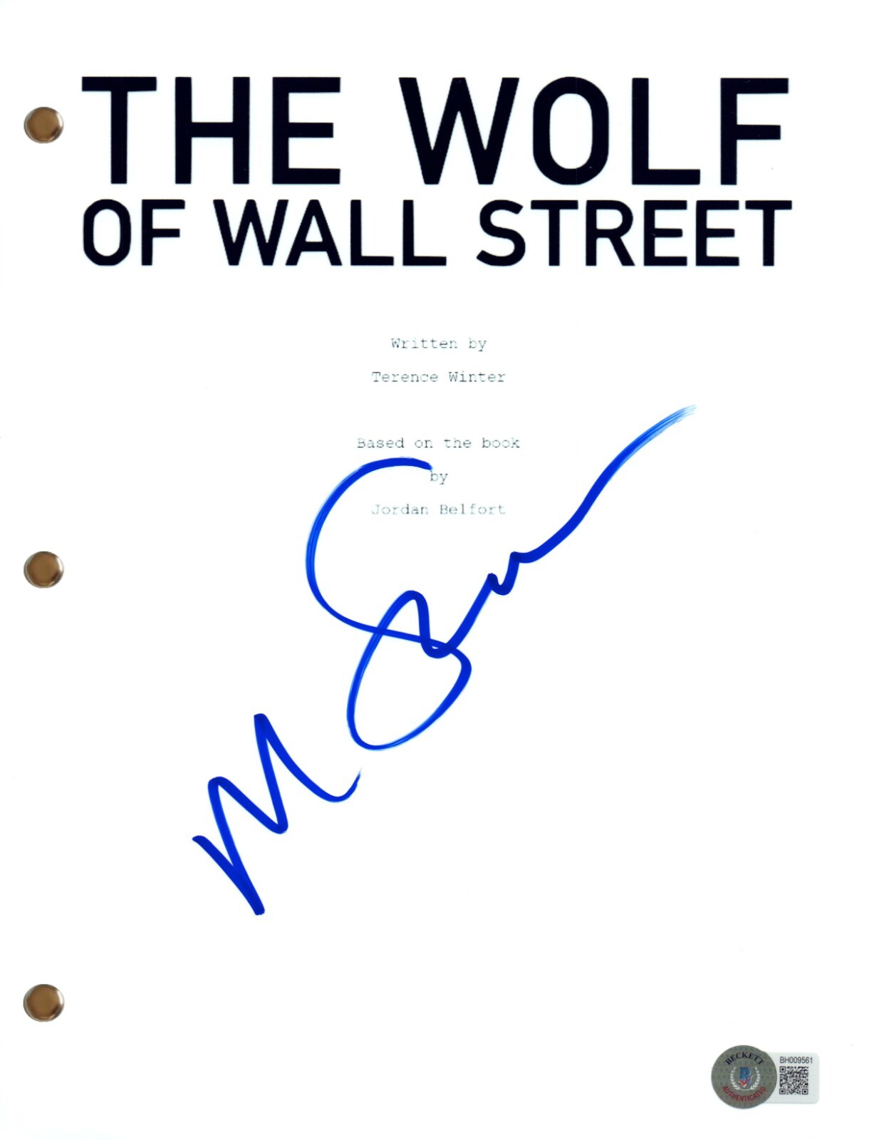 Martin Scorsese Signed Autograph The Wolf of Wall Street Movie Script BAS COA
