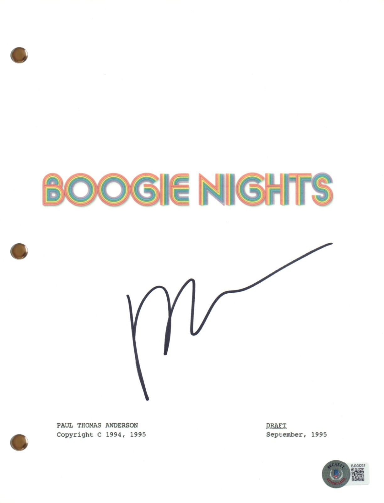 Paul Thomas Anderson Signed Autograph Boogie Nights Script Full Screenplay BAS
