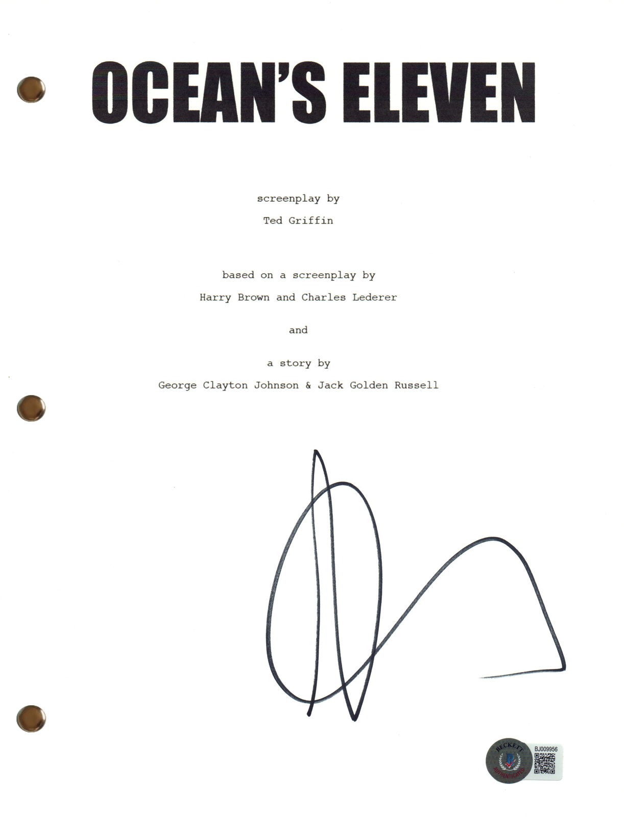 Andy Garcia Signed Autograph Ocean's Eleven Full Script Screenplay Beckett COA
