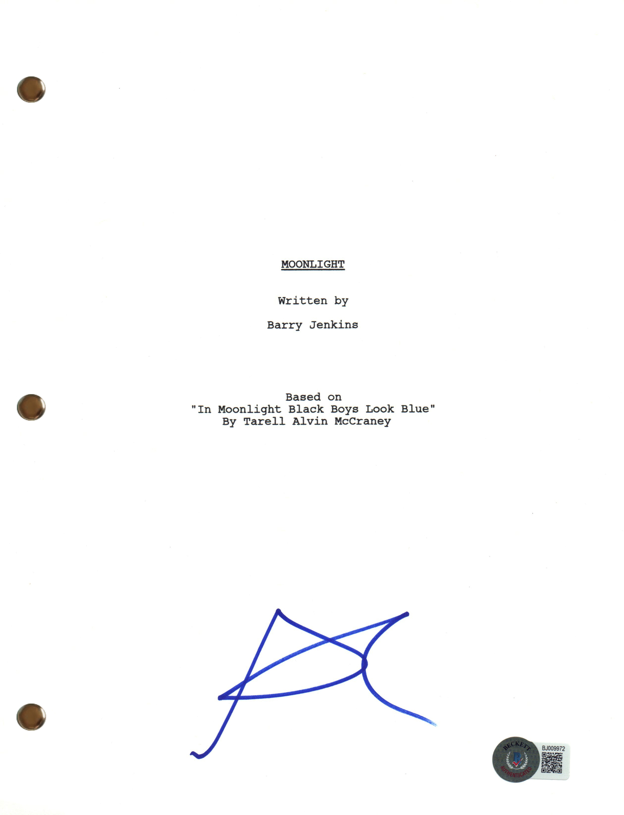 Ashton Sanders Signed Autograph Moonlight Movie Script Screenplay Beckett COA
