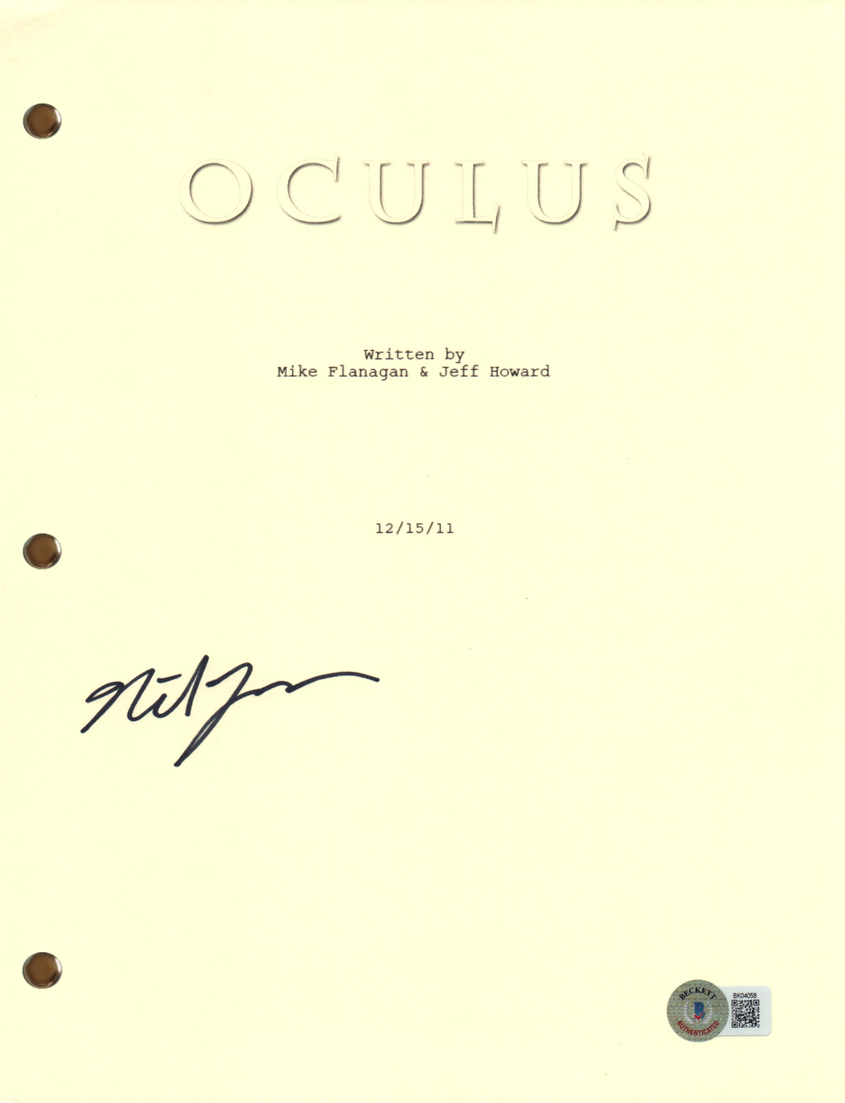 Mike Flanagan Signed Autograph Oculus Full Movie Script Screenplay Beckett COA
