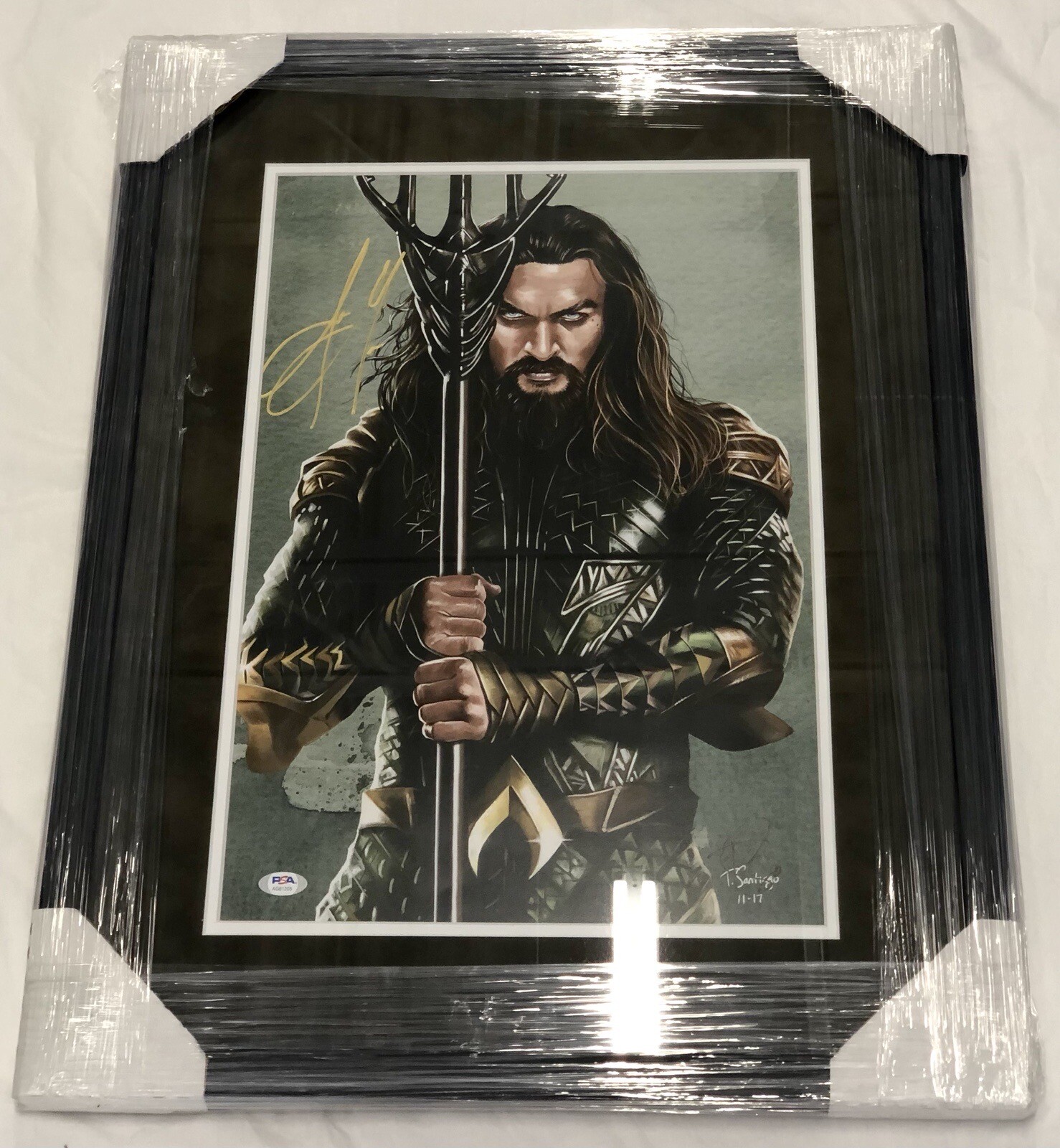 New ListingJason Momoa Signed Autographed Custom Framed Artwork Aquaman 20x26 Frame PSA/DNA
