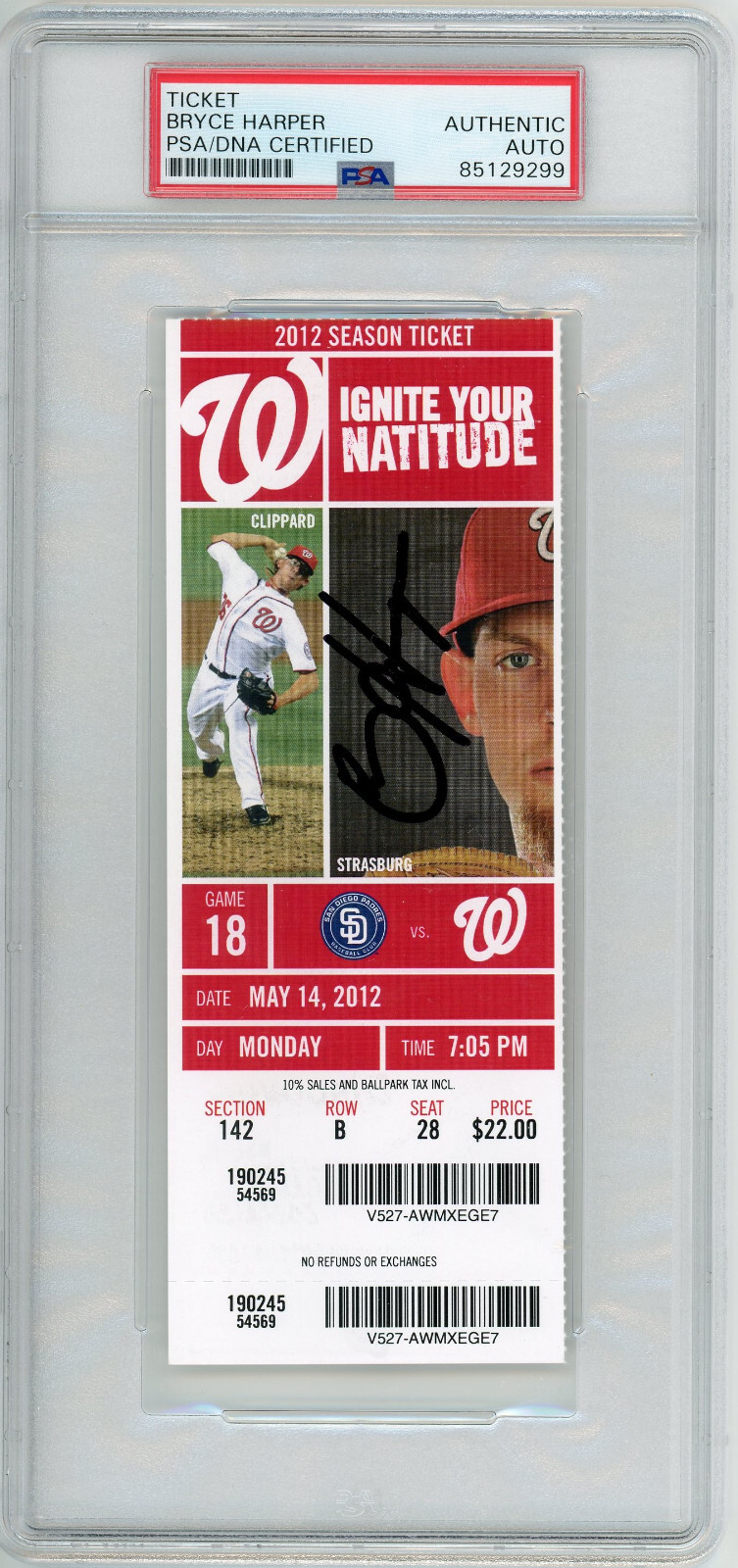 BRYCE HARPER SIGNED AUTOGRAPHED GAME USED 1ST CAREER HR TICKET AUTO PSA/DNA COLLECTIBLE MEMORABILIA