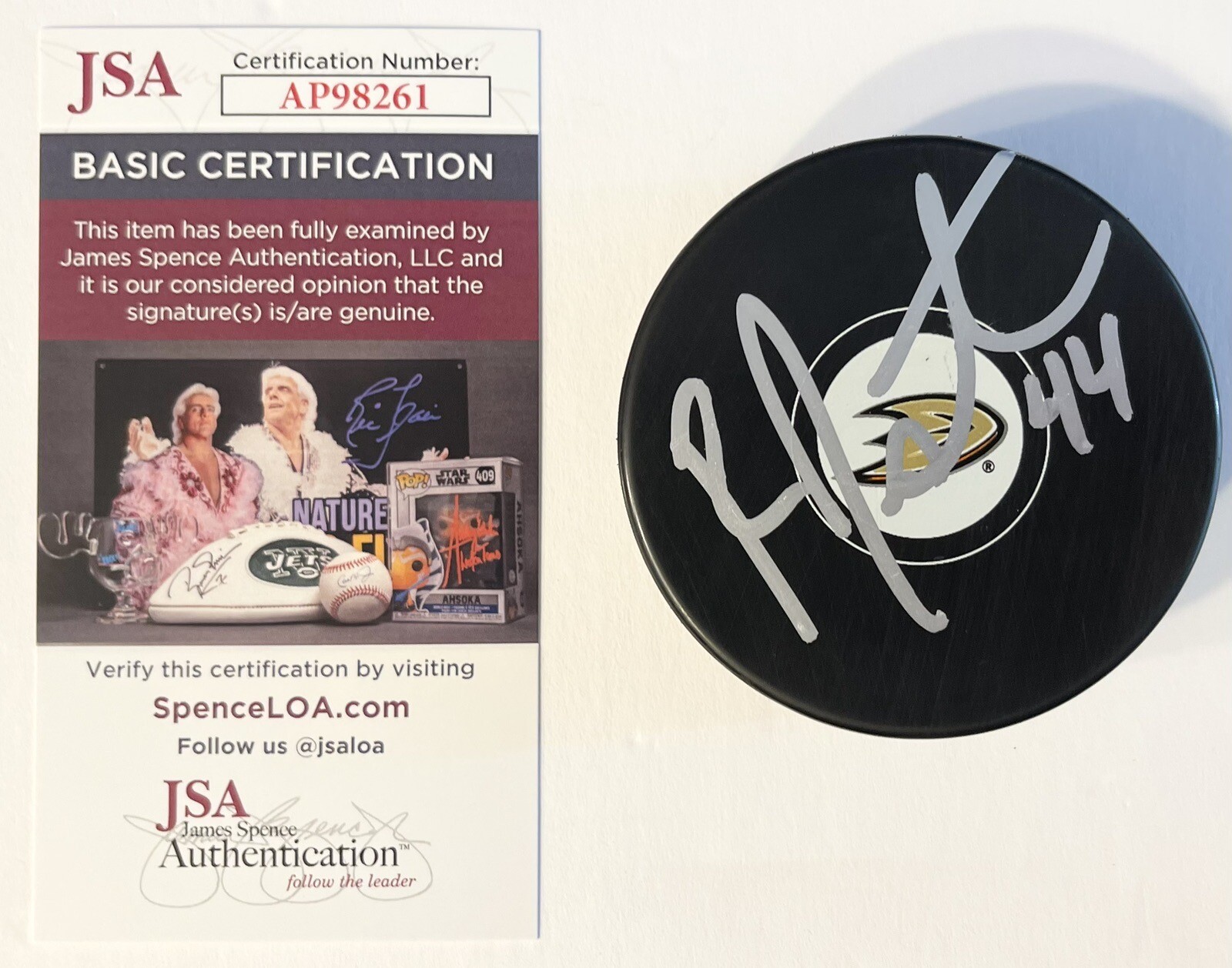 Ross Johnston Signed Autographed Anaheim Ducks Logo Hockey Puck JSA COA