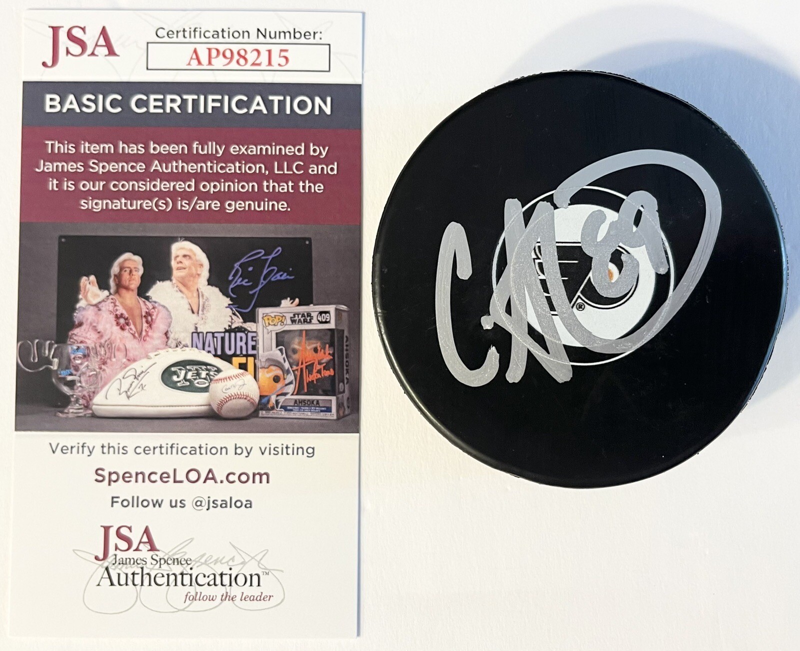 Cam Atkinson Signed Autographed Philadelphia Flyers Logo Hockey Puck JSA