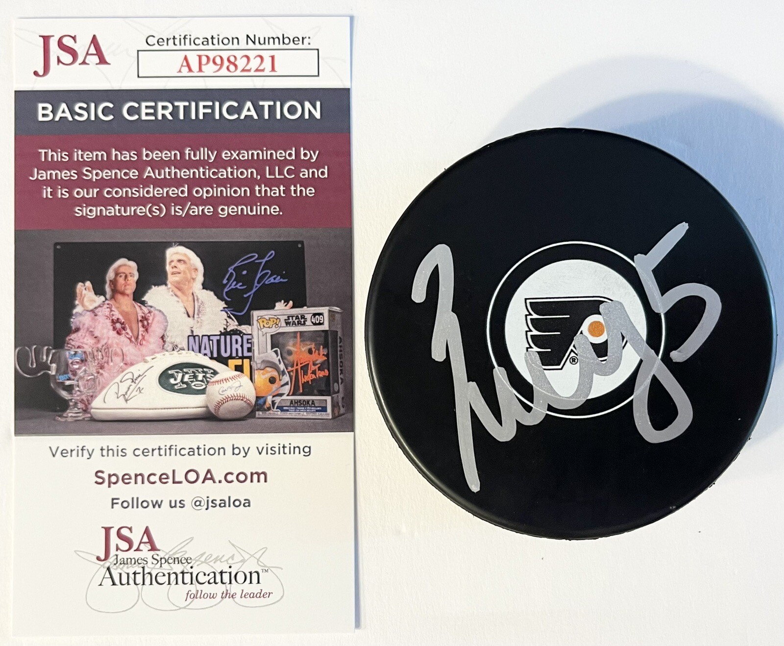 Egor Zamula Signed Autographed Philadelphia Flyers Logo Hockey Puck JSA