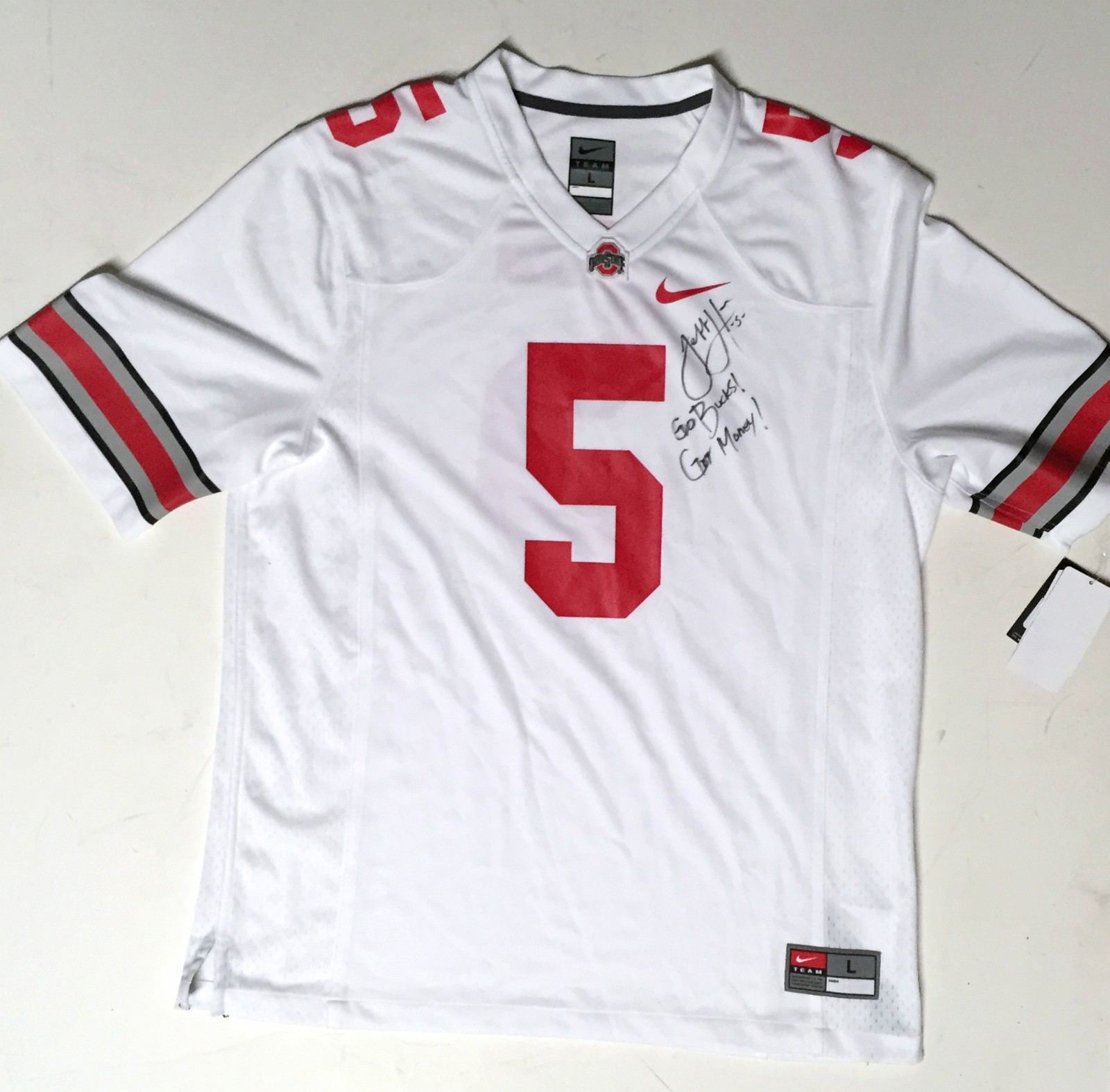 Ohio State Buckeyes #5 JEFF HEUERMAN Signed Autographed Football Jersey COA!
