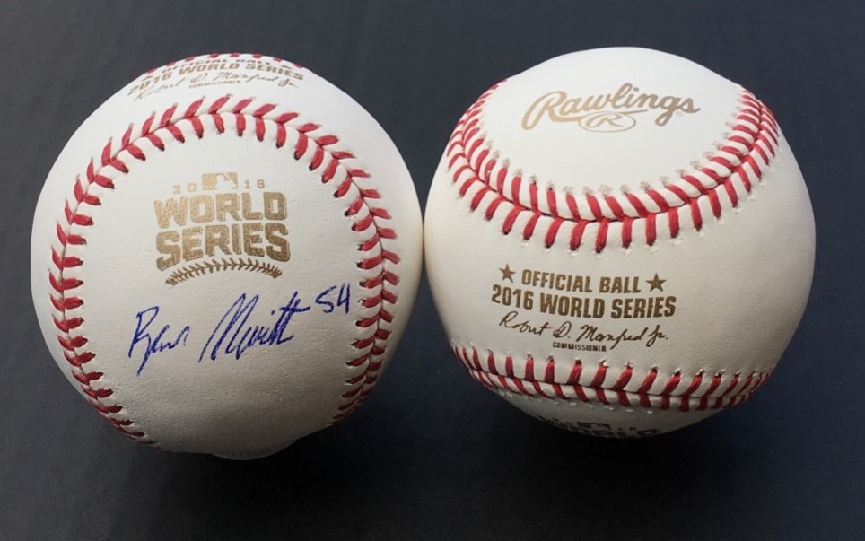 2016 Indians RYAN MERRITT Signed Autographed World Series Baseball COA! FULL SIG
