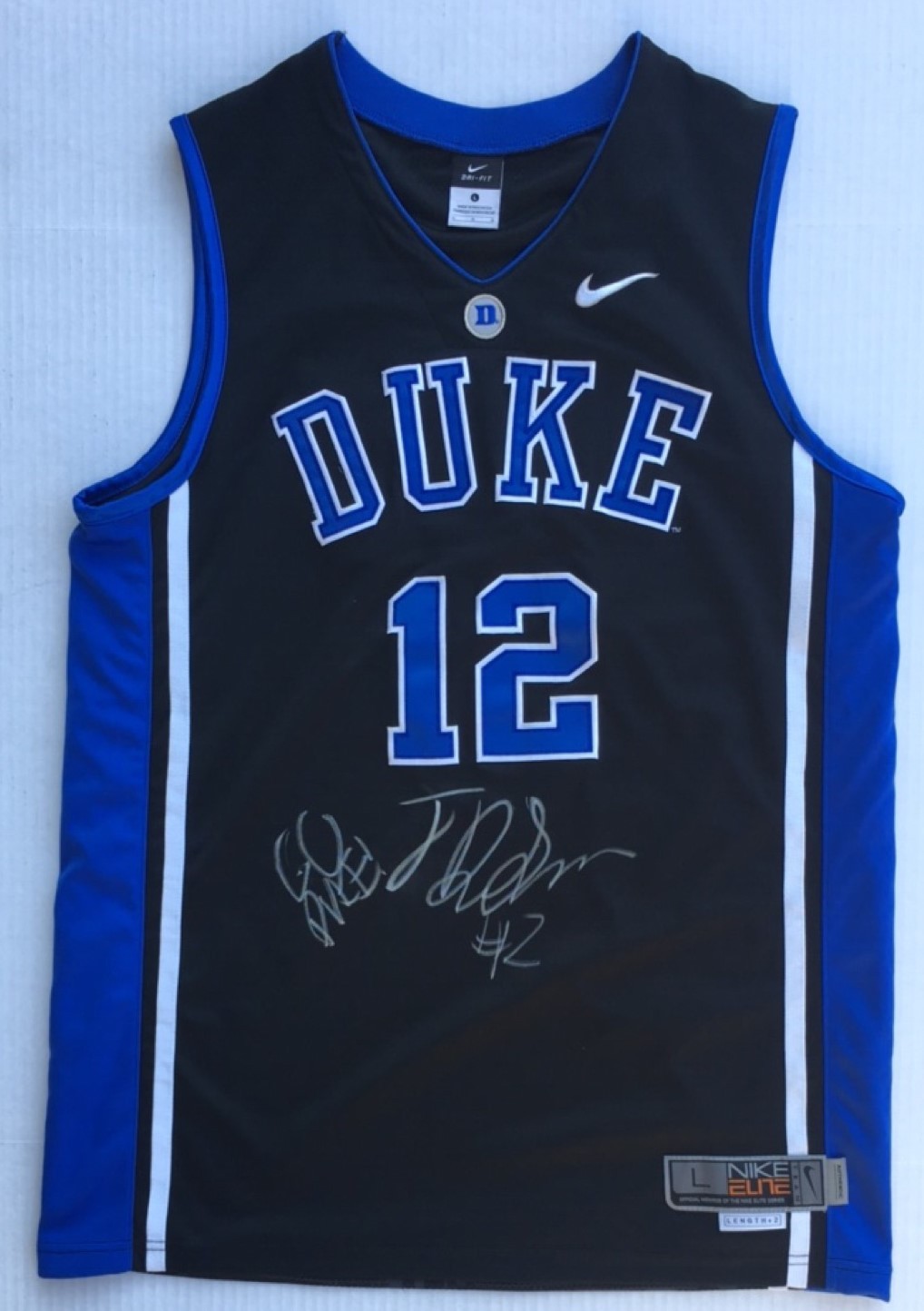 Duke Blue Devils #12 JAVIN DELAURIER Signed Autographed Basketball Jersey COA!
