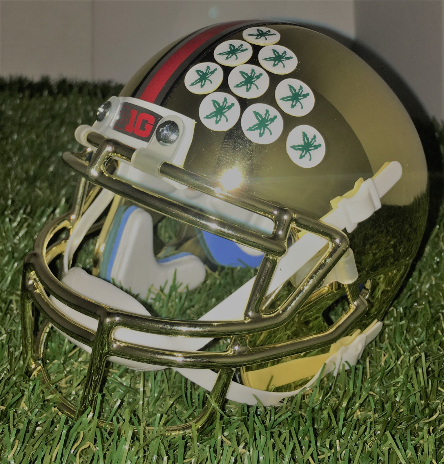 OHIO STATE BUCKEYES SCHUTT GOLD CHROME MINI HELMET B1G JT BARRETT URBAN 2017
