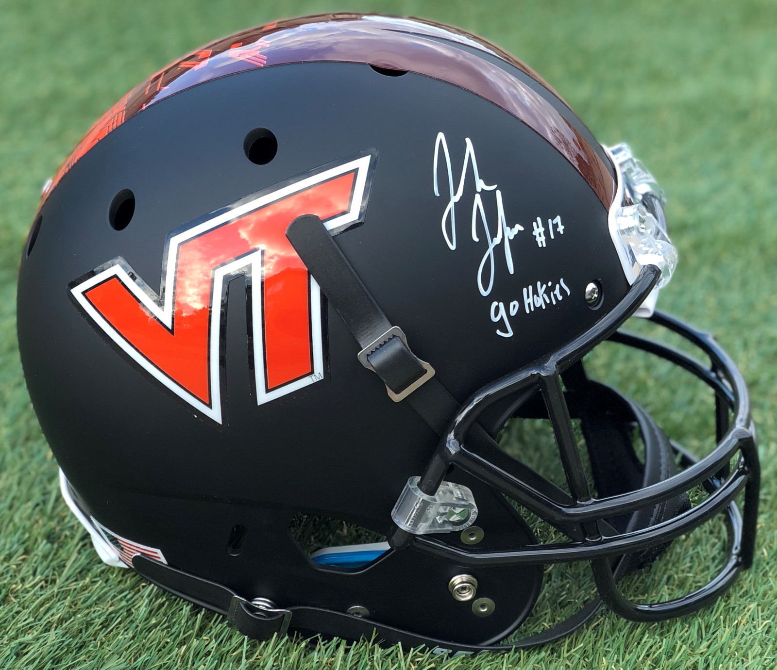 PSA/DNA Virginia Tech #17 JOSH JACKSON Signed Autographed Football Helmet COA!
