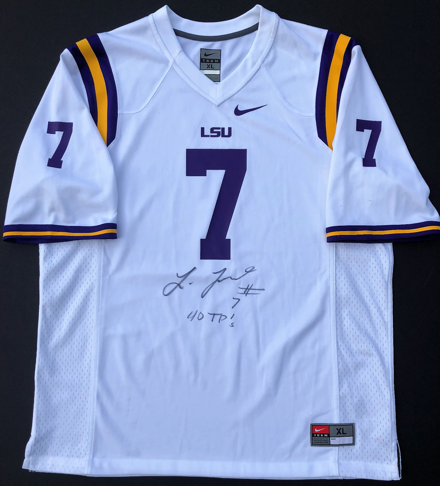 PSA/DNA LSU Tigers LEONARD FOURNETTE Signed Autographed Football Jersey 40 TDS
