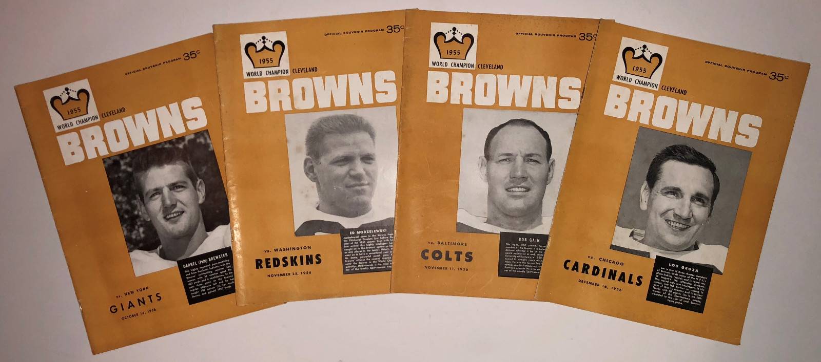 1956 ORIGINAL CLEVELAND BROWNS PROGRAM GIANT REDSKINS COLTS CARDINALS
