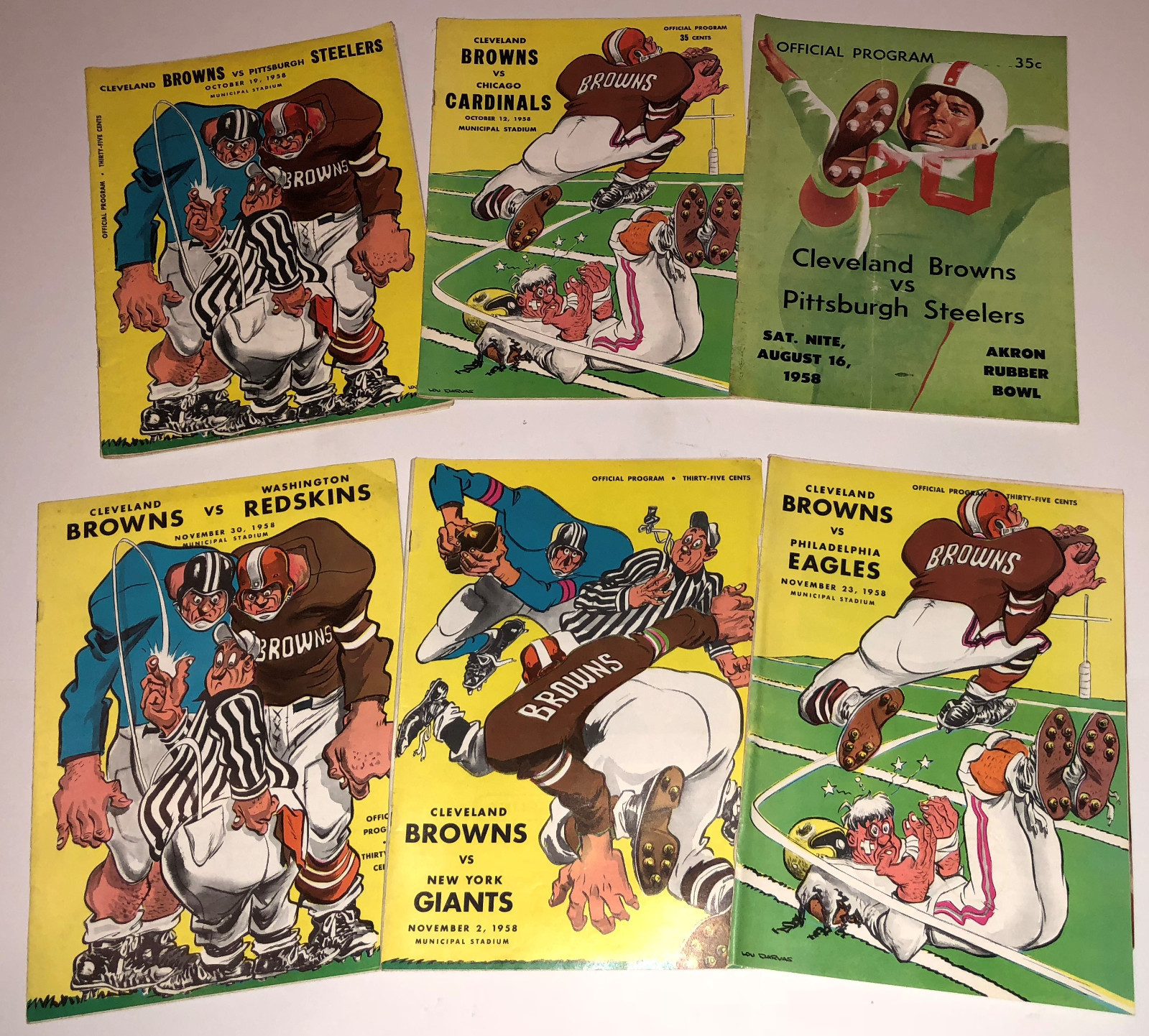 1958 ORIGINAL CLEVELAND BROWNS PROGRAM STEELERS GIANTS CARDINALS EAGLES REDSKINS
