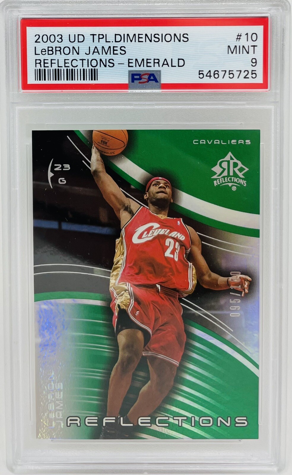 2003 Triple Dimensions Reflections Emerald /100 Lebron James PSA 9 Rookie POP 5
