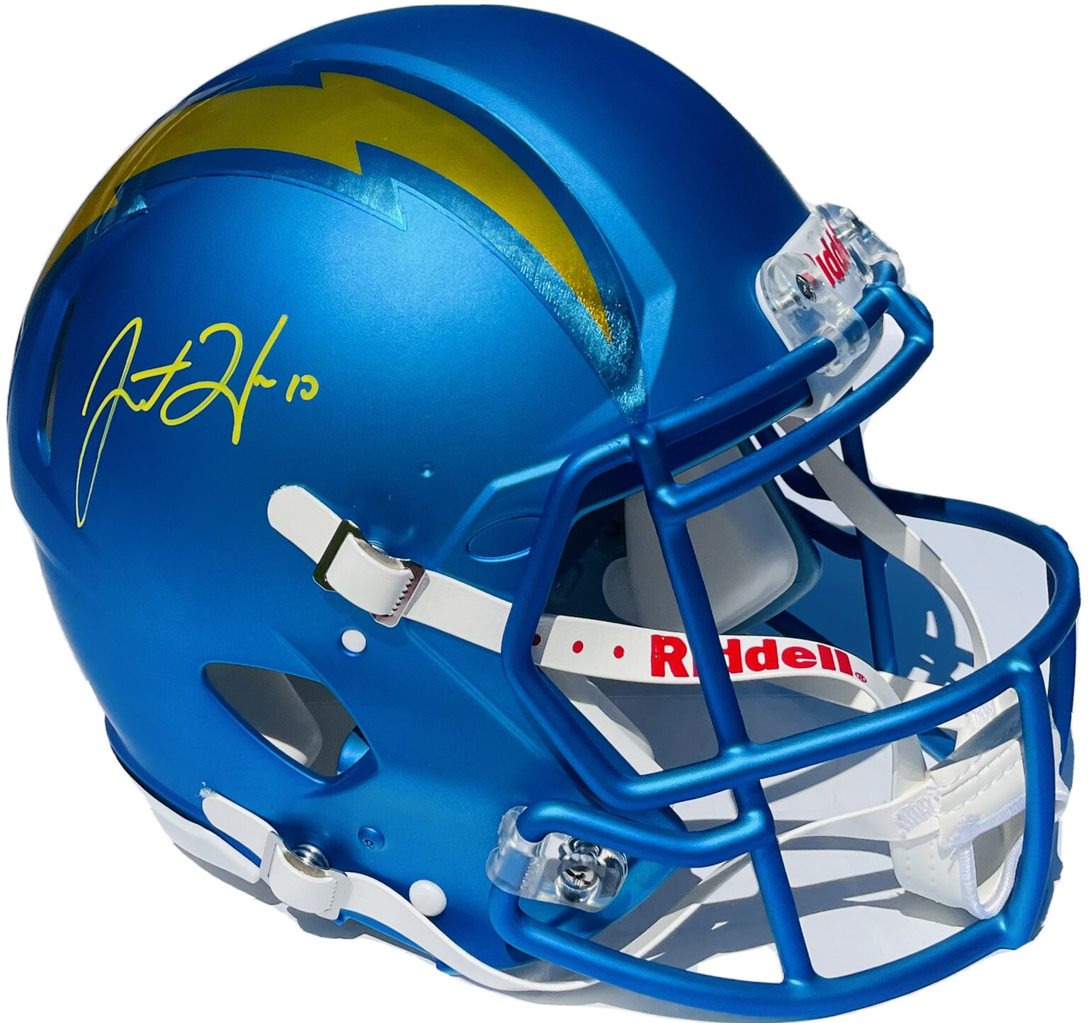 LA Chargers JUSTIN HERBERT SIGNED AUTHENTIC FOOTBALL HELMET CHROME BLAZE BAS
