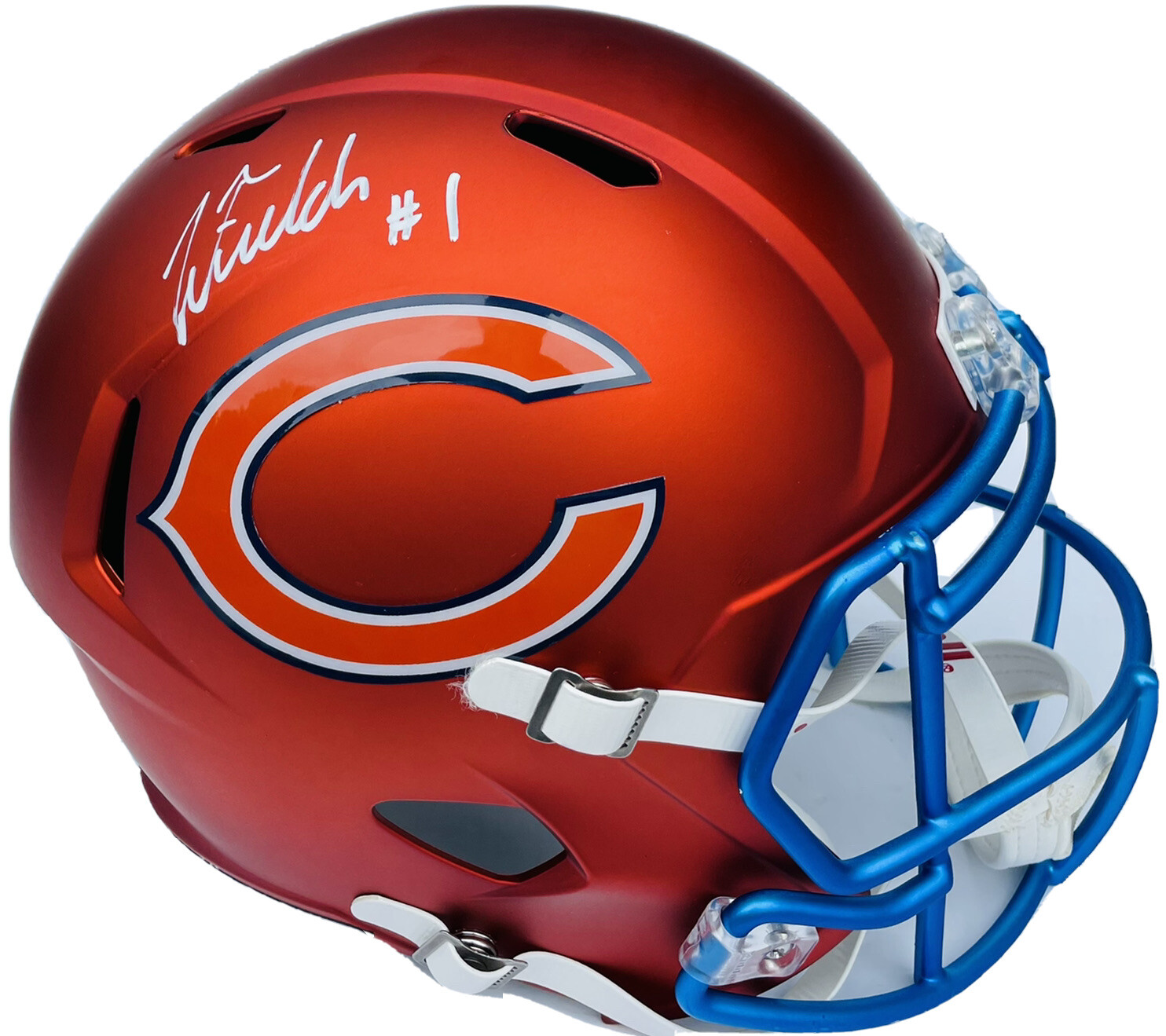 Chicago Bears #1 JUSTIN FIELDS Signed Autographed Full Size SPEED Helmet BAS COA
