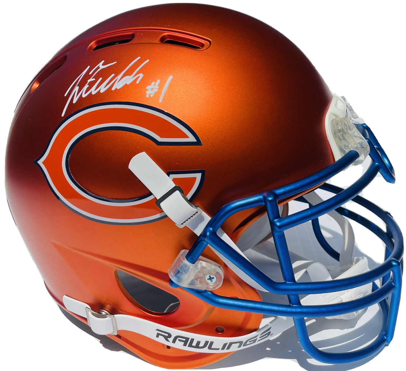Chicago Bears #1 JUSTIN FIELDS Signed Full Size Authentic Helmet BLAZE BAS COA
