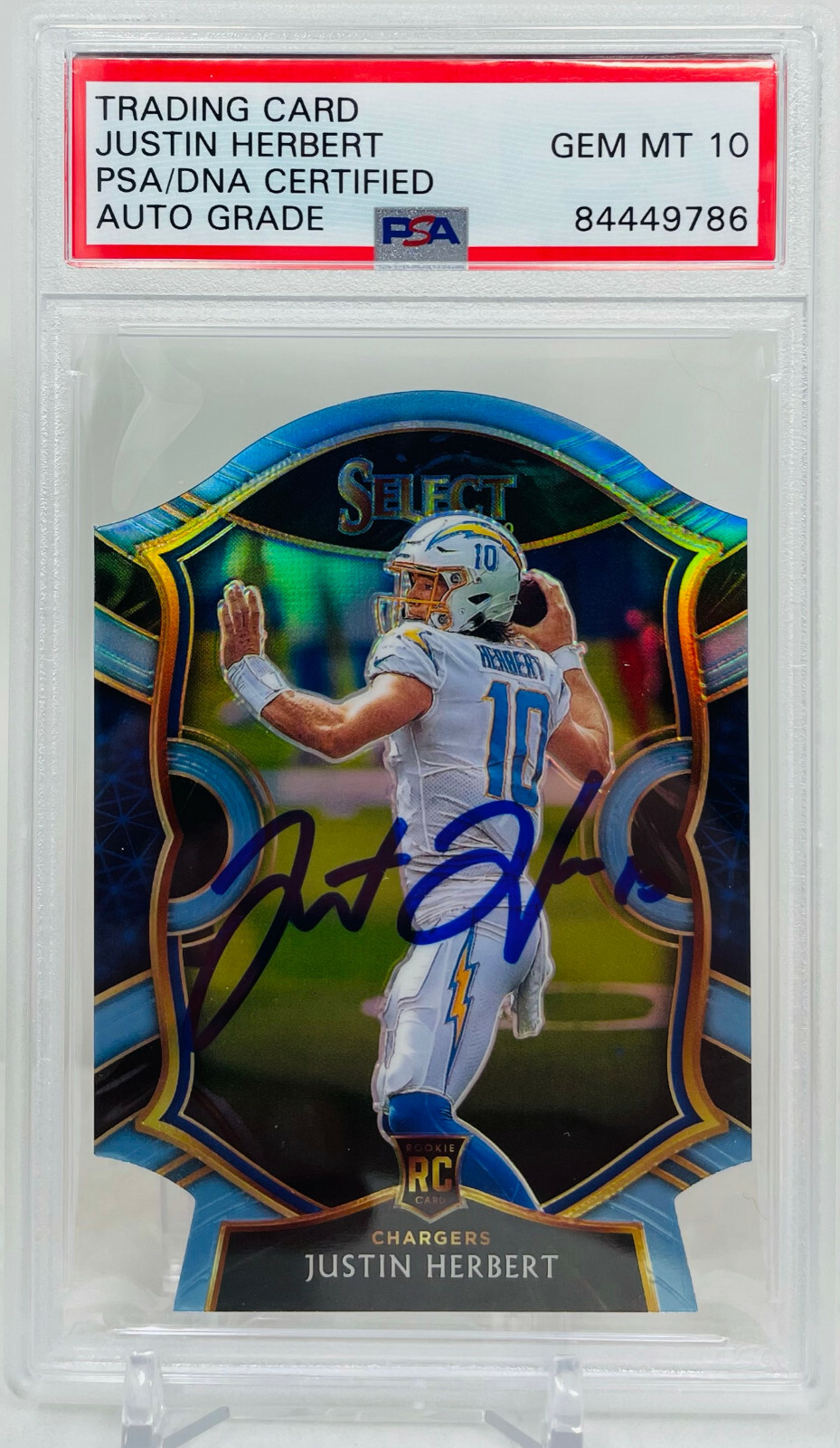 Select JUSTIN HERBERT Light Blue Concourse Level Die Cut Rookie Auto PSA 10
