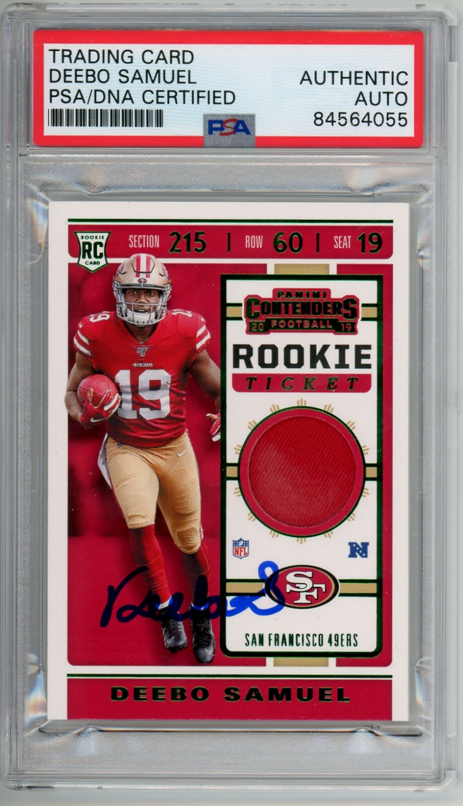 DEEBO SAMUEL SIGNED AUTO 2019 PANINI CONTENDERS RPA ROOKIE JERSEY PSA/DNA 49ers
