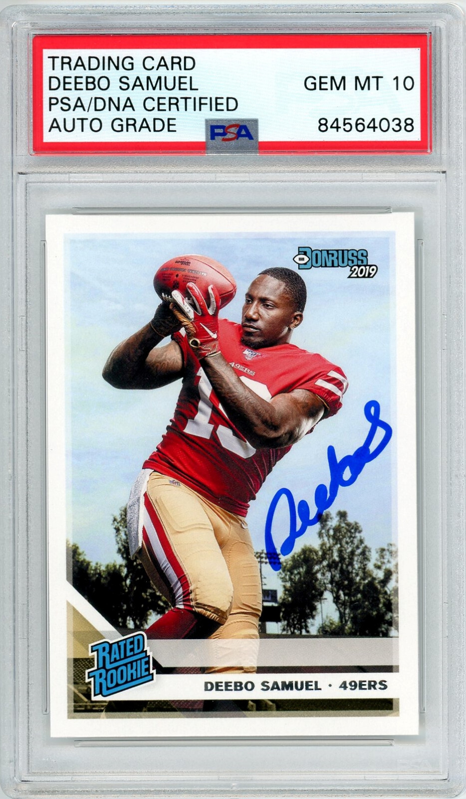 DEEBO SAMUEL SIGNED AUTO 2019 PANINI DONRUSS ROOKIE CARD #317 PSA 10 49ers RC
