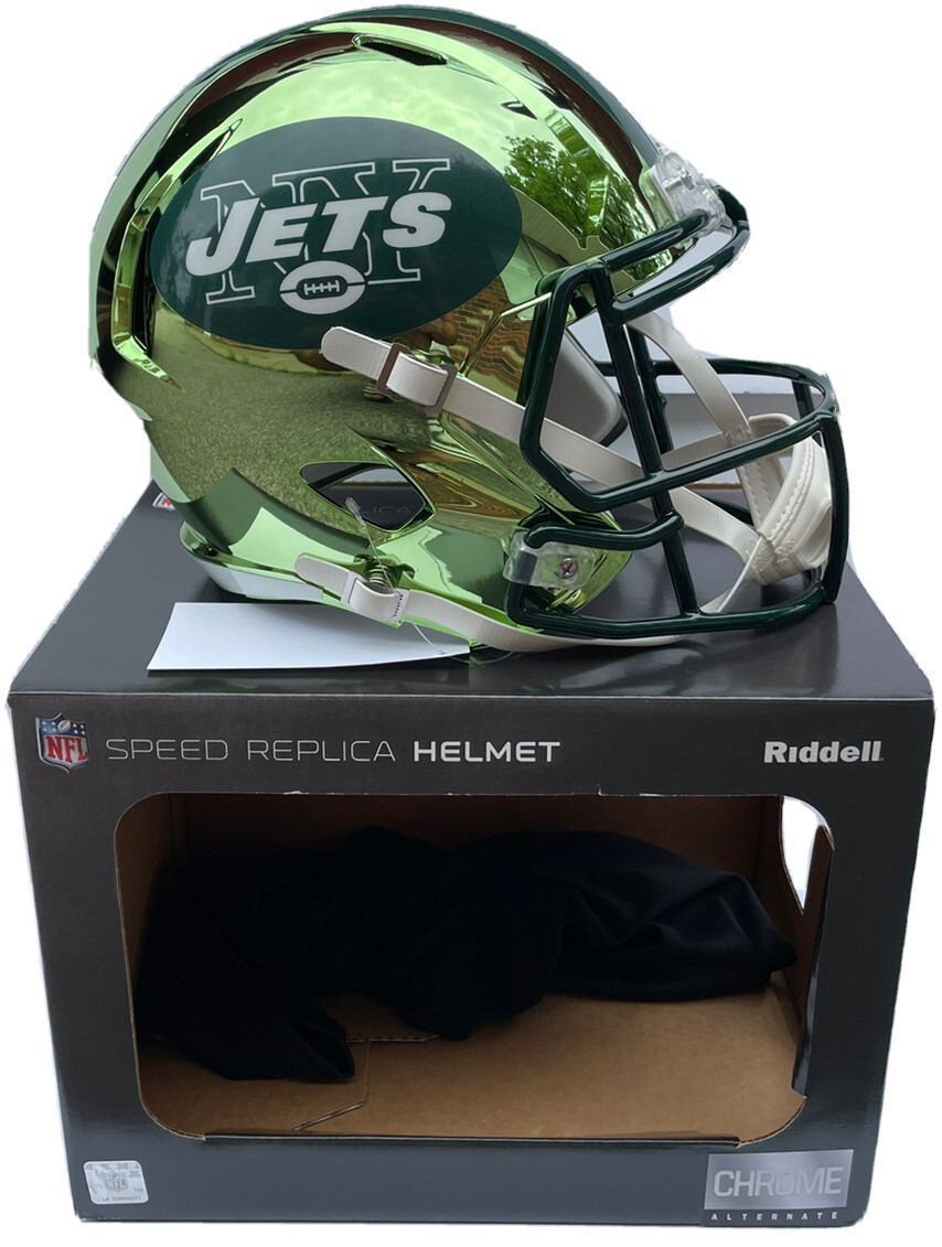New York Jets Riddell NFL CHROME Replica Full Size Speed Football Helmet
