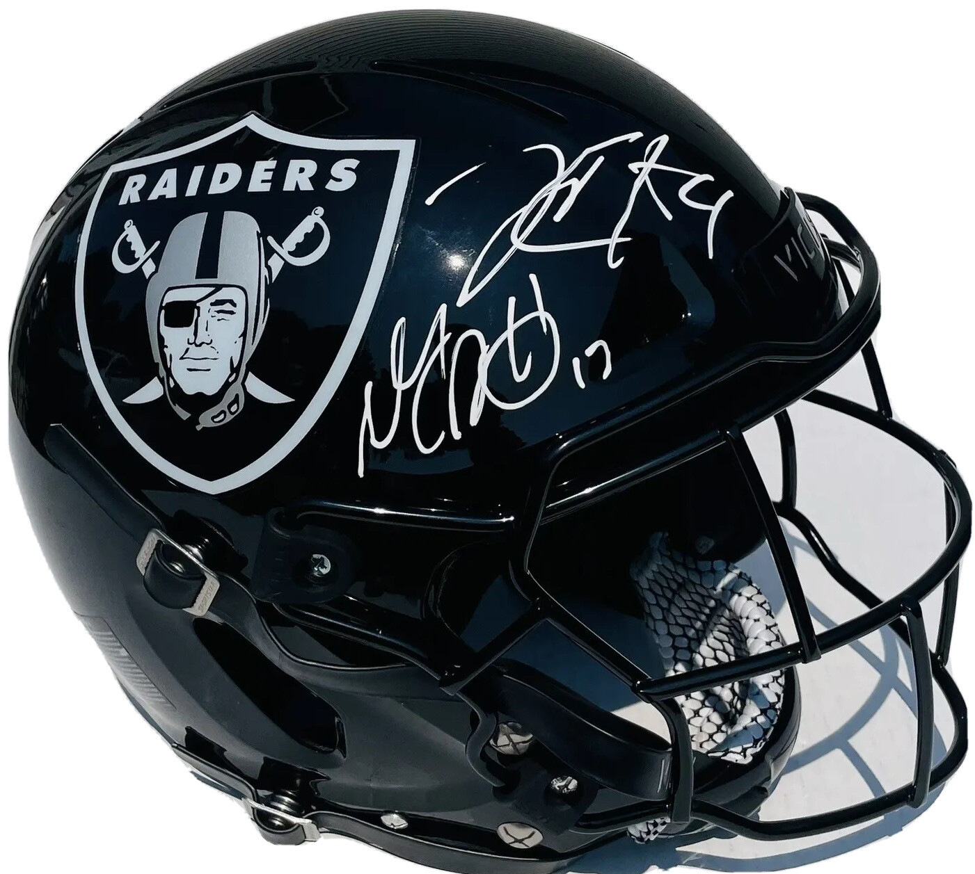 PSA/DNA Raiders DEREK CARR DAVANTE ADAMS Signed Vicis ON FIELD Football Helmet
