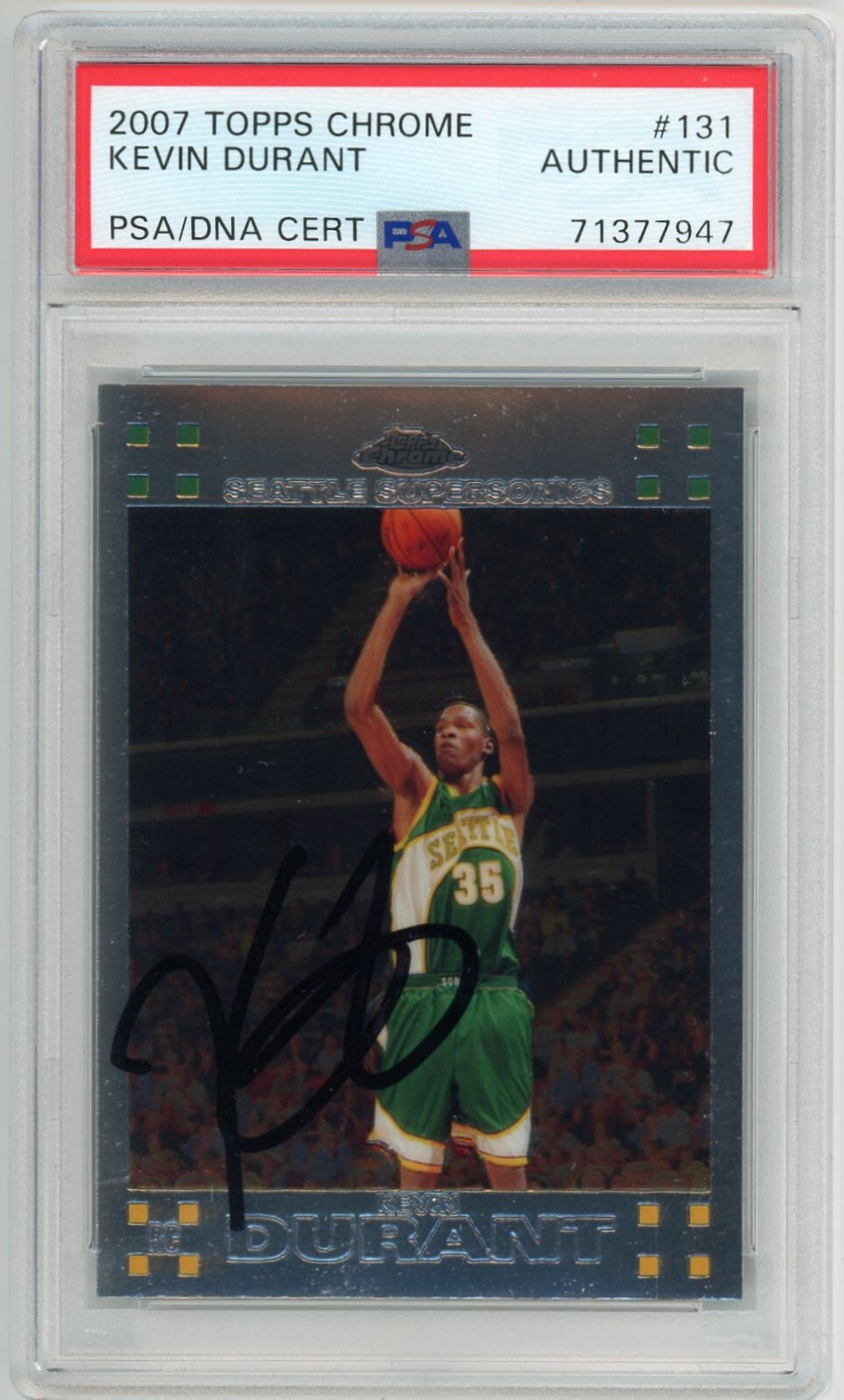 Kevin Durant Signed 2007 Topps Chrome #131 Rookie Card Psa/Dna RC Auto
