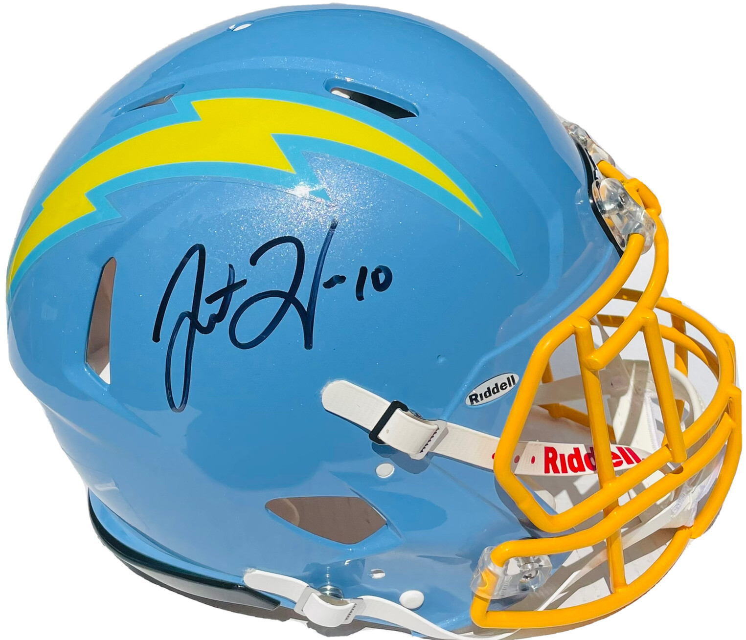 JUSTIN HERBERT LA CHARGERS SIGNED AUTO SPEED AUTHENTIC FOOTBALL HELMET BAS COA
