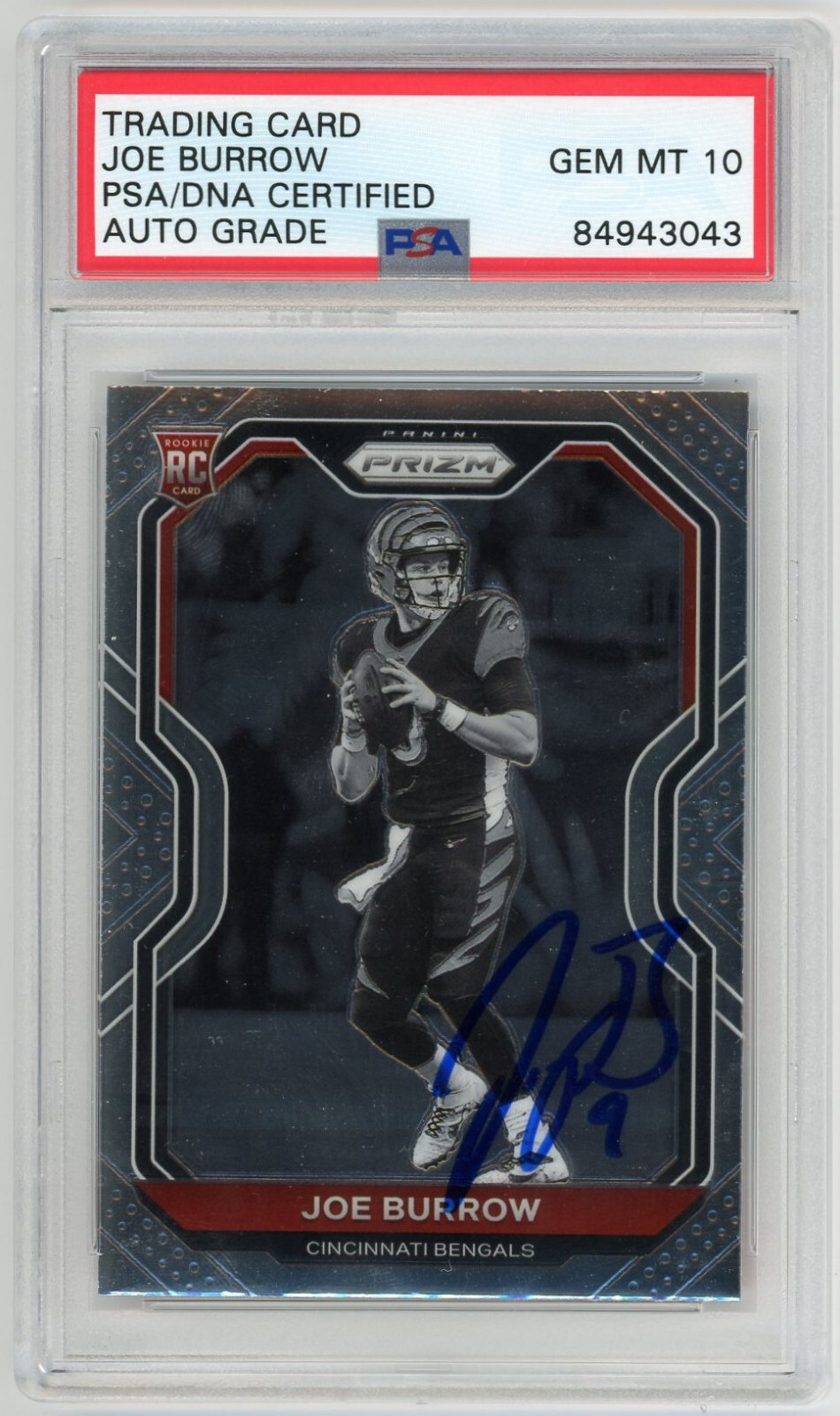 Joe Burrow Signed 2020 Panini Prizm Rookie Card #307 Auto PSA/DNA Gem Mint 10

